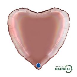 Grabo Сердце Радужный Голографик Платиновый Rose 18"/46см image
