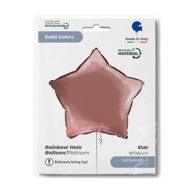 Grabo Звезда Радужный Голографик Платиновый Rose 18"/46см