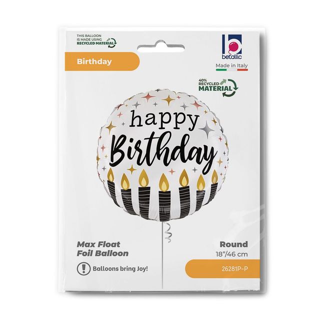 Grabo Round Satin Metallic Birthday Candle 18"/46cm