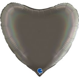 Grabo Heart Rainbow Holographic Platinum Grey 36"/91cm image