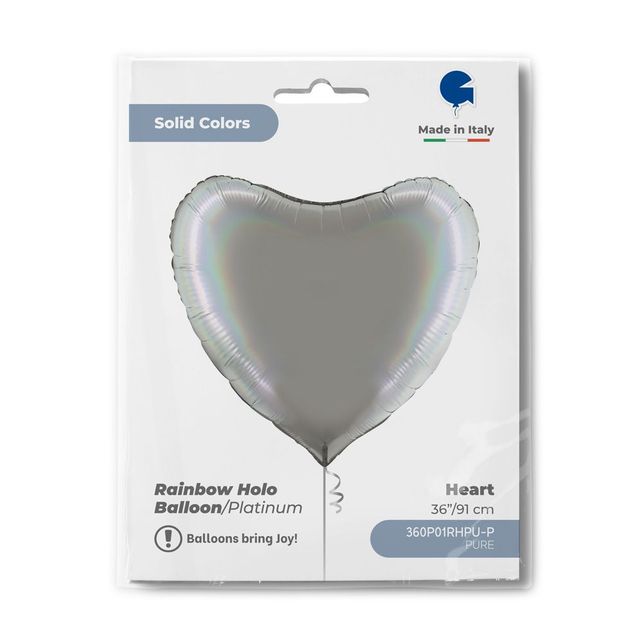 Grabo Heart Rainbow Holographic Platinum Pure 36"/91cm