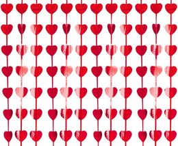 Fringe Deco Curtain B&C Hearts Metallic Red 100 x 200 cm image