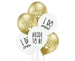 Belbal 12"/30cm Bride to Be white and gold 6pcs image