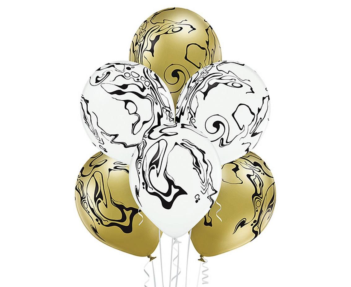 Belbal 12"/30cm marble 6pcs white&gold image