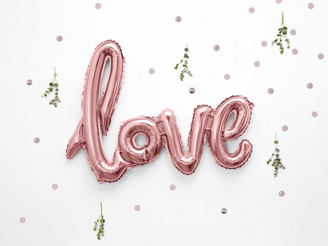 PartyDeco Sirds Love Rozā Zelta 28"/71cm