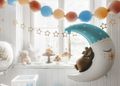PartyDeco Teddy bear on the moon Blue 38"/97cm thumb