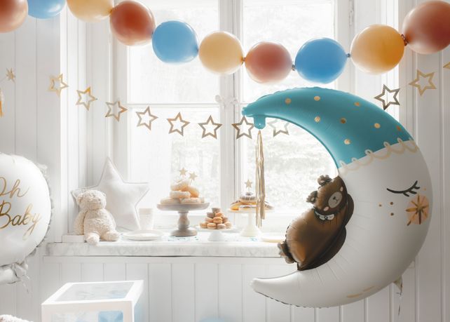 PartyDeco Teddy bear on the moon Blue 38"/97cm