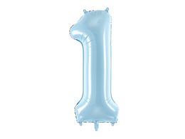 PartyDeco Светло-голубой 34"/86см Число 1 image