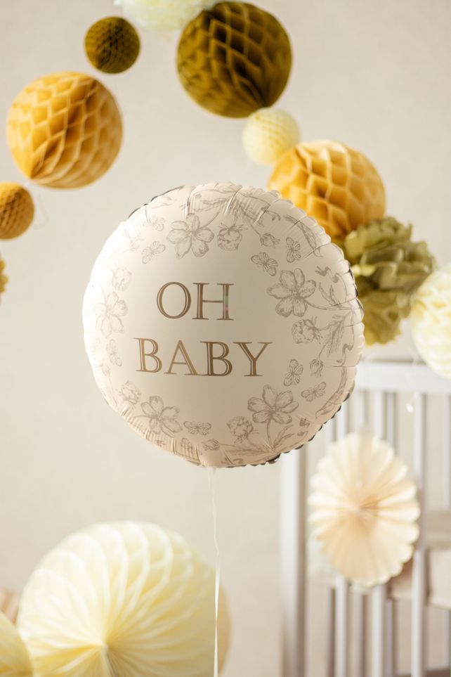 PartyDeco Round Oh Baby 12"/30cm