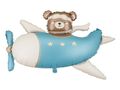 PartyDeco Bear in airplane 37"/94cm light blue