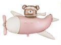 PartyDeco Bear in airplane 37"/94cm light pink