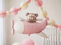 PartyDeco Bear in airplane 37"/94cm light pink thumb