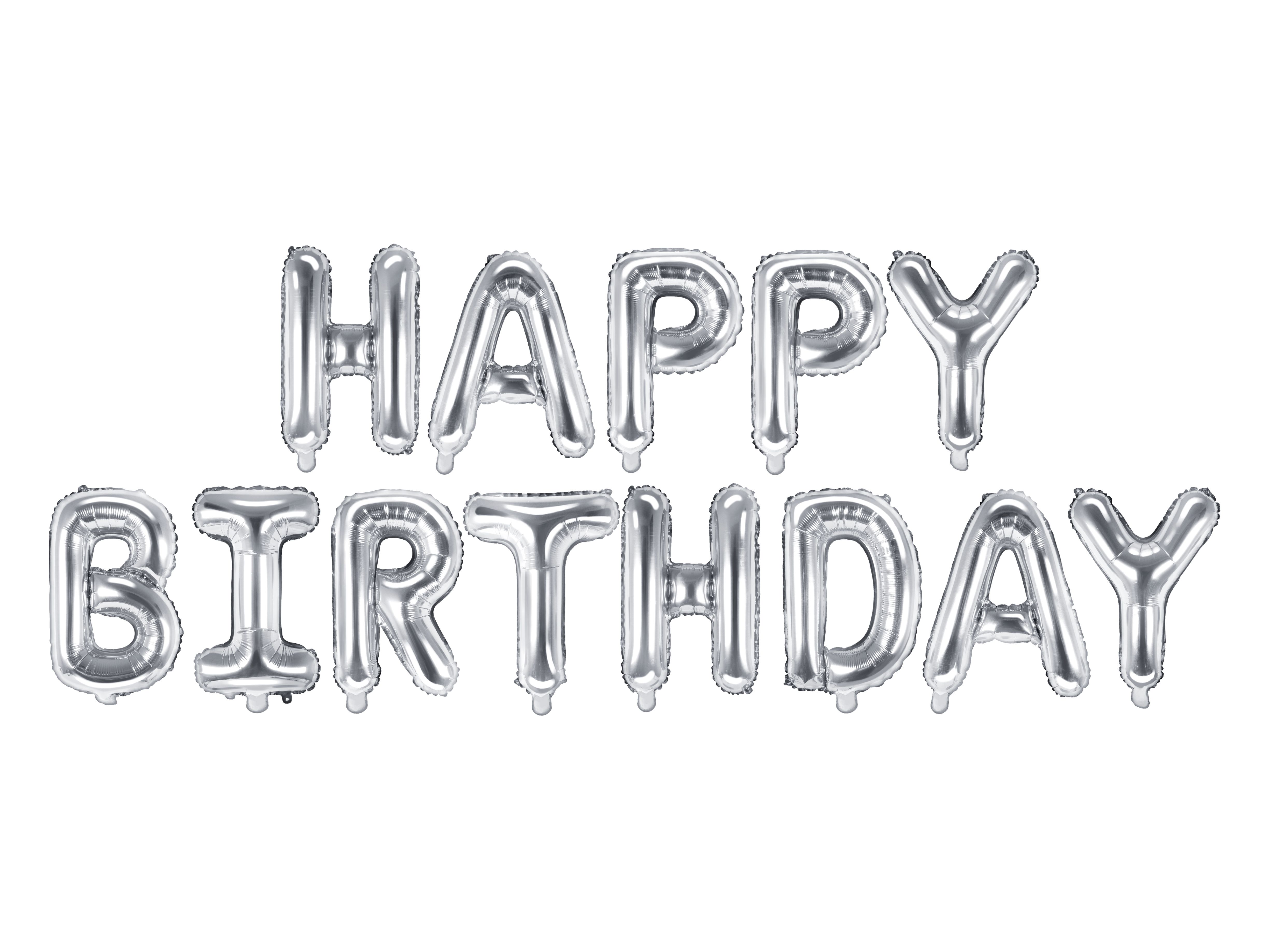 PartyDeco Happy Birthday Lettering 340cm silver image