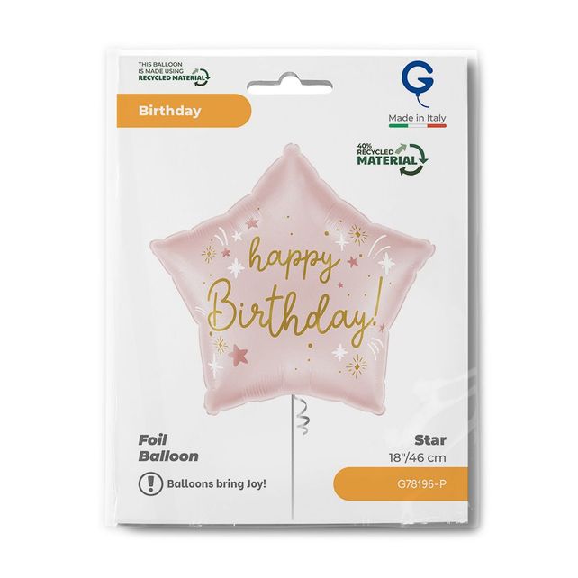 Grabo Star Pink Happy Birthday 18"/46cm