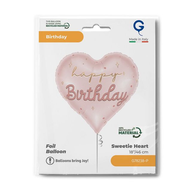 Grabo Heart Pink Happy Birthday 18"/46cm